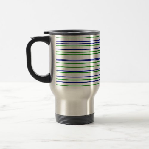 Green blue purple stripes modern custom pattern t travel mug