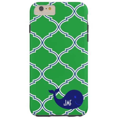 Green Blue Quatrefoil Preppy Whale iPhone 6 Case