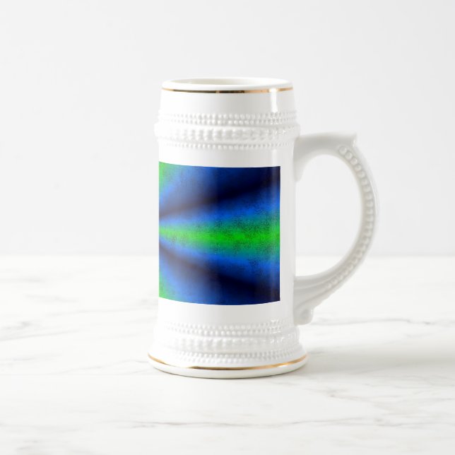 Green Blue Rainbow in Elephant Skin Leather Optik Beer Stein (Right)