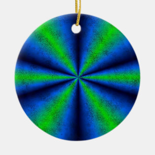 Green Blue Rainbow in Elephant Skin Leather Optik Ceramic Ornament