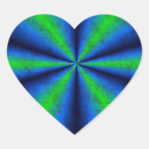 Green Blue Rainbow in Elephant Skin Leather Optik Heart Sticker