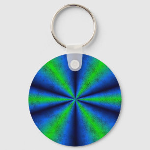 Green Blue Rainbow in Elephant Skin Leather Optik Keychain