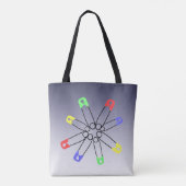Green Blue Red Rainbow Solidarity Safety Pin Tote Bag (Back)