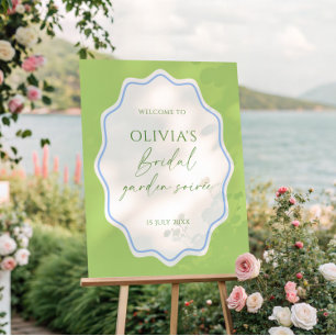 Green Blue Scalloped Frame Bridal Soirée Welcome Foam Board