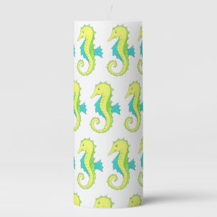 Green Blue Sea Horse Seahorse Ocean Marine Life Pillar Candle