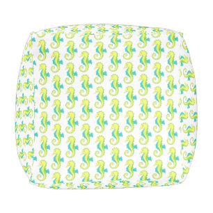 Green Blue Sea Horse Seahorse Ocean Marine Life Pouf