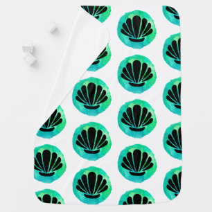 Green Blue Shell Pattern Baby Blanket