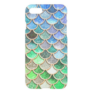 Green Blue Shiny Ombre Glitter Mermaid Scales iPhone SE/8/7 Case