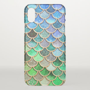 Green Blue Shiny Ombre Glitter Mermaid Scales iPhone X Case