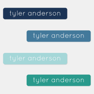 Green Blue Skinny Waterproof Adhesive Kid's Labels