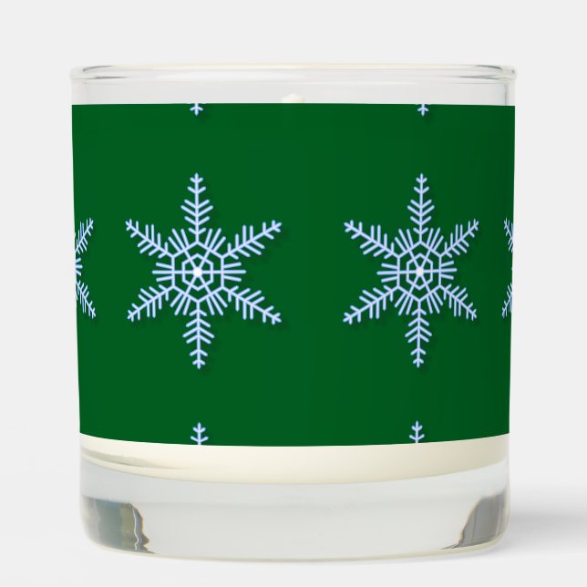 Green Blue Snowflake Scented Candle (Front)