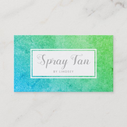 Green Blue Sparkle Glitter Beauty Spray Tan Salon Business Card