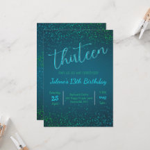 Green Blue Sparkle Invitation