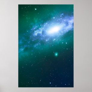 Green Blue Spinning Galaxy Poster