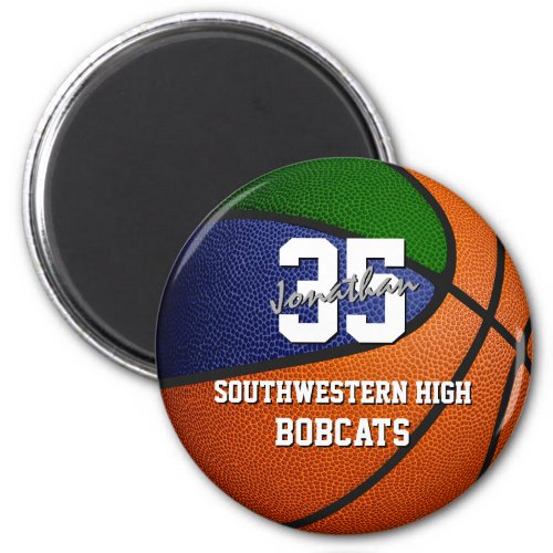 green blue sports team colors gifts basketball magnet