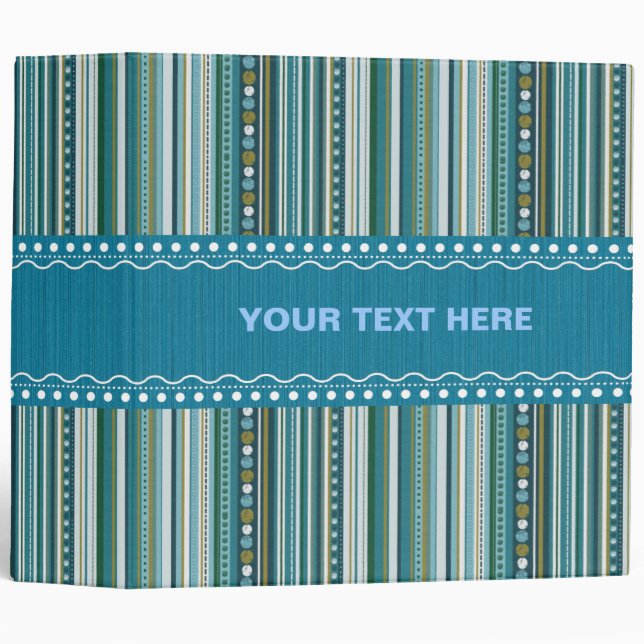 Green & Blue Stripes 3 Ring Binder (Front/Spine)