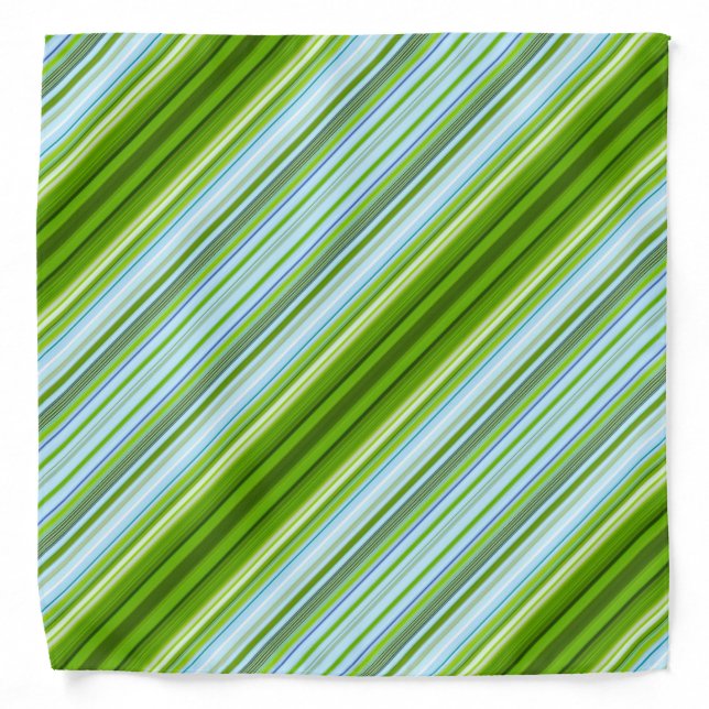 Green & Blue Stripes Elegant and Cool Psychedelic Bandana (Front)