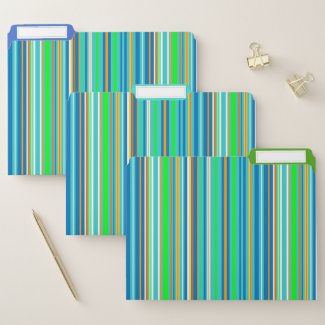 Green Blue Stripes File Folder Set