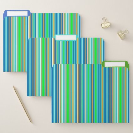 Green Blue Stripes File Folder Set