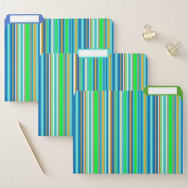 Green Blue Stripes File Folder Set