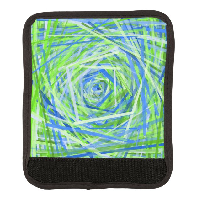 Green & Blue Swirling Lines Pattern Luggage Handle Wrap (Front)