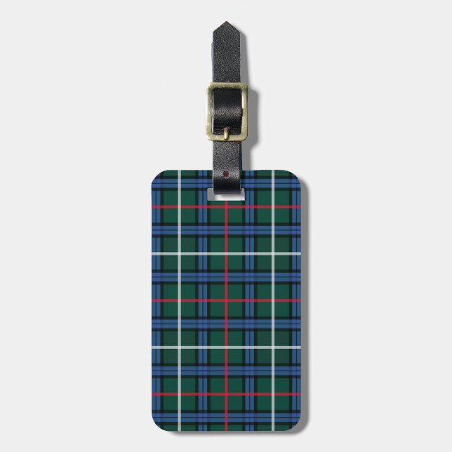 Green Blue Tartan Luggage Tag (Front Vertical)