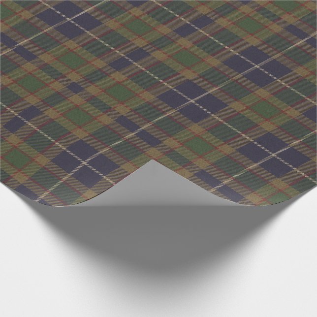 Green Blue Tartan Plaid Gift Wrapping Paper (Corner)