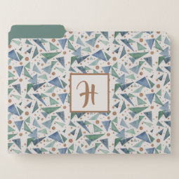 Green Blue Teal Gold Abstract Triangles Circles File Folder | Zazzle