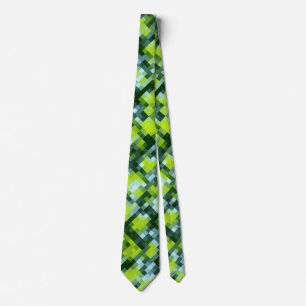 Green Blue Teal Mosaic Pattern Tie