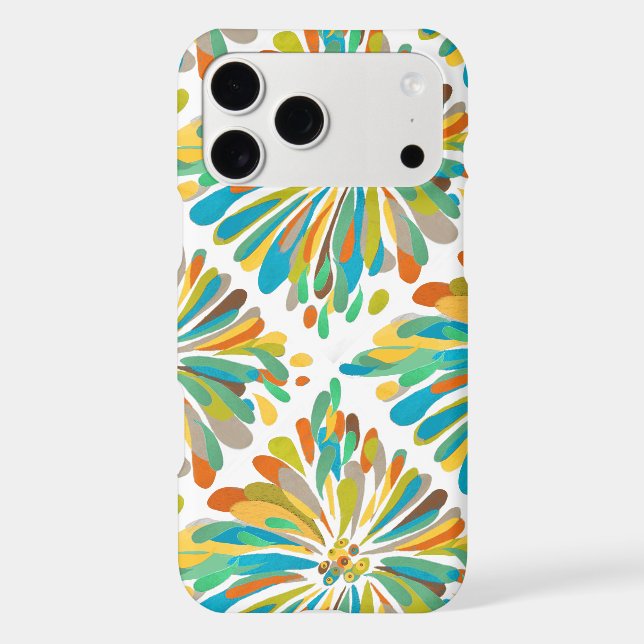 Green Blue Teal Yellow Chrysanthemum Case-Mate iPhone Case (Back)