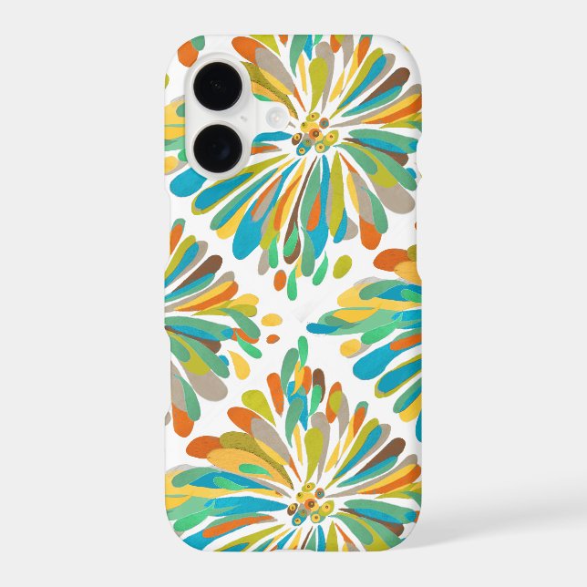 Green Blue Teal Yellow Chrysanthemum Case-Mate iPhone Case (Back)