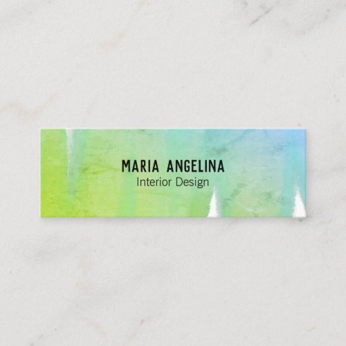 Green blue textured inky brushstroke painting mini business card
