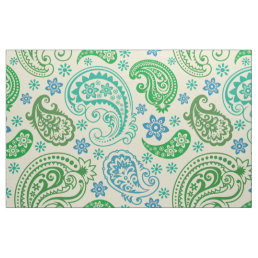 Green &amp; Blue Tones Vintage paisley Pattern Fabric