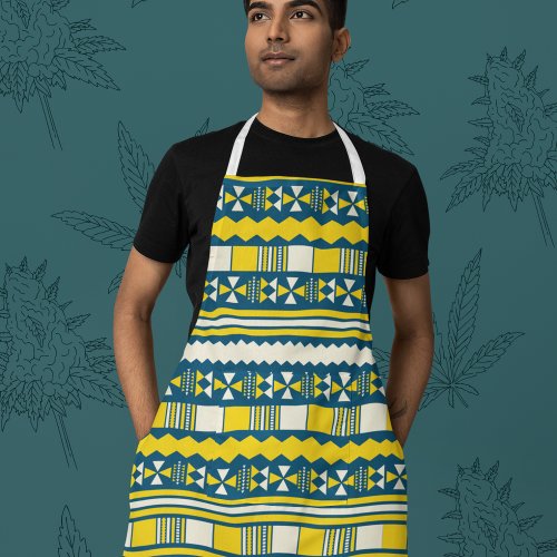 Green Blue Traditional Tribal Pattern Apron