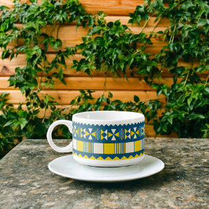 Green Blue Traditional Tribal Pattern Bowl