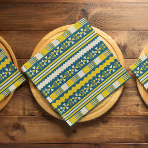 Green Blue Traditional Tribal Pattern Cloth Placemat