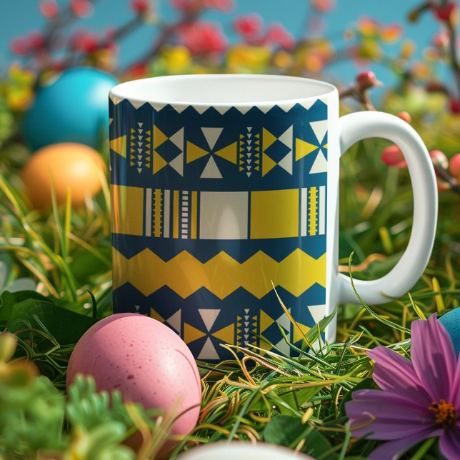 Green Blue Traditional Tribal Pattern Coffee Mug (mug)