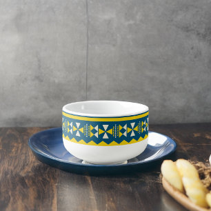 Green Blue Traditional Tribal Pattern Soup Mug