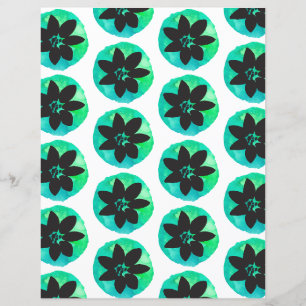 Green Blue Tropical Flower Pattern Scrapbook Paper