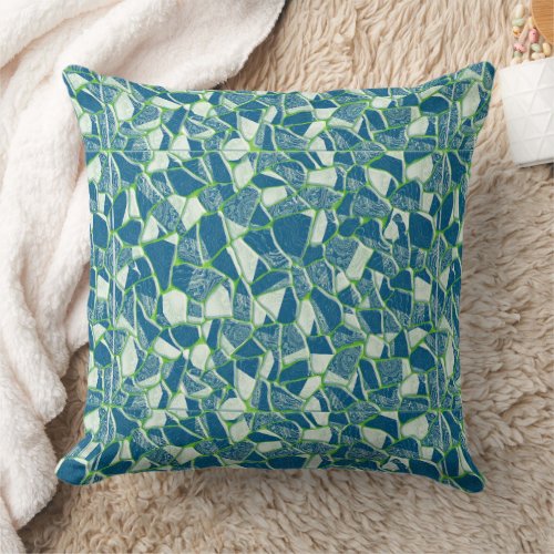 Green Blue Turquoise Stained Glass Throw Pillow