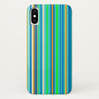 Green Blue Turquoise Stripes Pattern iPhone X Case
