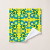 Green Blue Turquoise Yellow Hexagon Bath Towel Set (Wash Cloth)