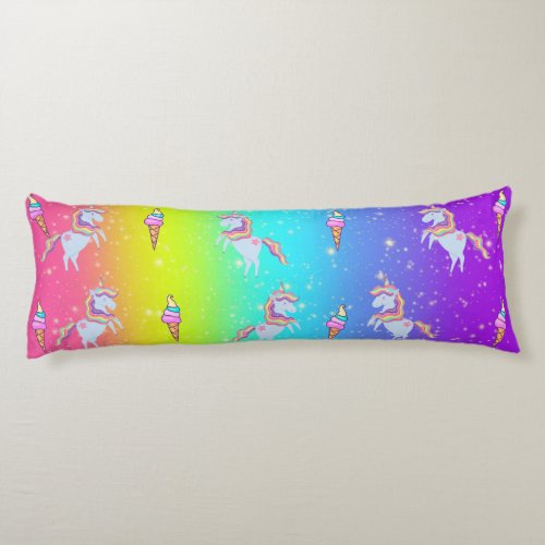 Green  Blue Unicorn Rainbow Body Pillow