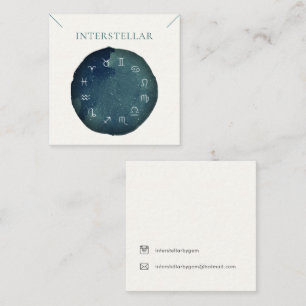 Green Blue Universe Watercolor Necklace Display Square Business Card