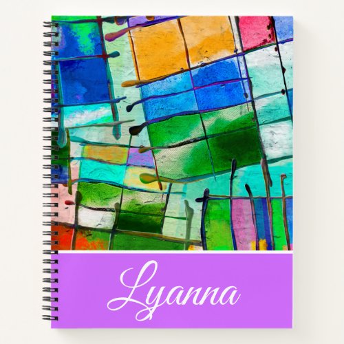 Green Blue Watercolor Abstract Geometric Pattern N Notebook