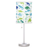 Green Blue Watercolor Dinosaur Silhouette Kids Table Lamp (Right)