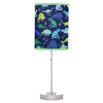 Green Blue Watercolor Dinosaur Silhouette Kids Table Lamp Green Blue Watercolor Dinosaur Silhouette Kids Table Lamp