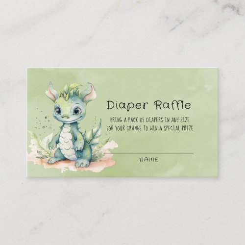 Green Blue Watercolor Dragon Boy Baby Shower Business Card