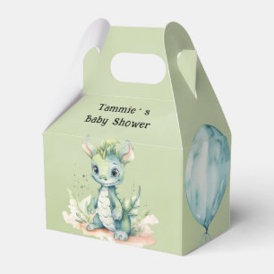 Green Blue Watercolor Dragon Boy Baby Shower Favor Boxes