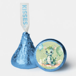 Green Blue Watercolor Dragon Boy Baby Shower Hershey®'s Kisses®